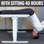 yoga in office. business man exercising at workplace